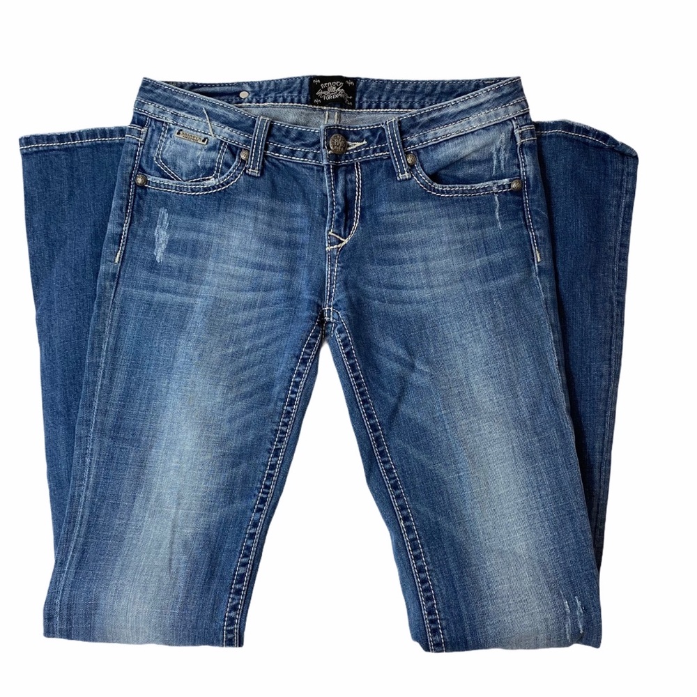 Rerock embellished boot cut medium wash jeans